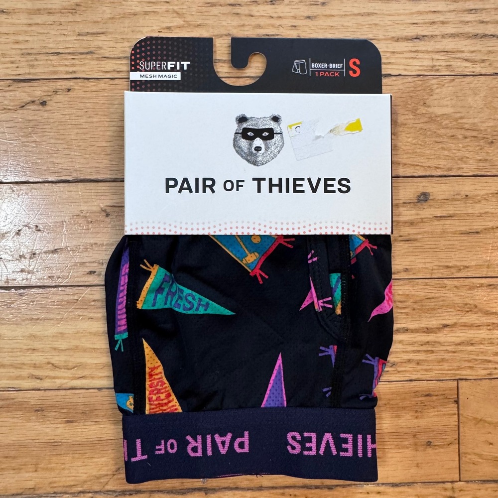 Pair of Thieves Mens SuperFit Boxer Briefs Small Black Pennant Mesh